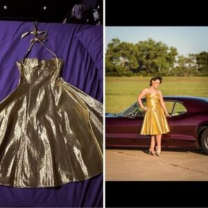 Bettie Page Gold Pinup dress